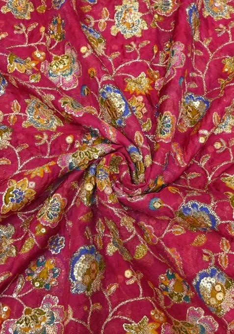 Pink Embroidered Organza Pre Draped Saree Set