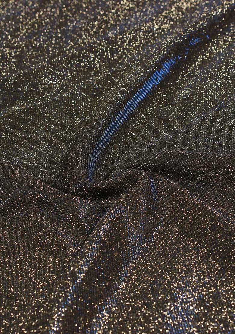 Black Glitter Pre Draped Saree Set - Indya
