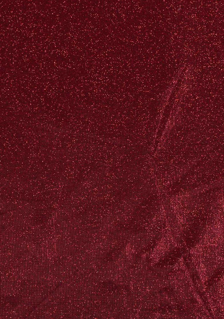 Red Glitter Pre Draped Saree Set