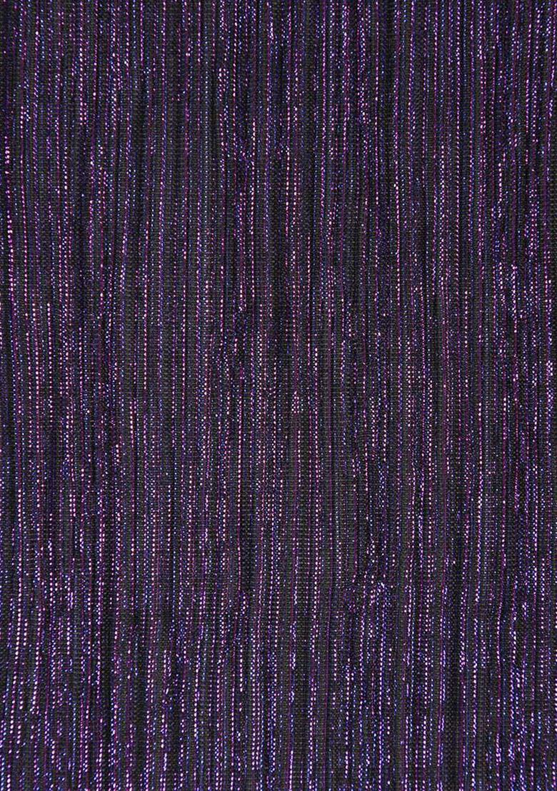 Blue Glitter Polyester Pre Draped Saree Set - Indya