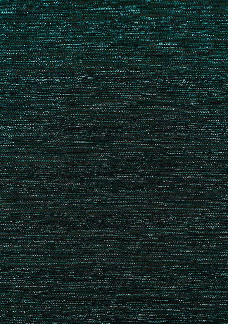 Green Glitter Polyester Pre Draped Saree Set - Indya