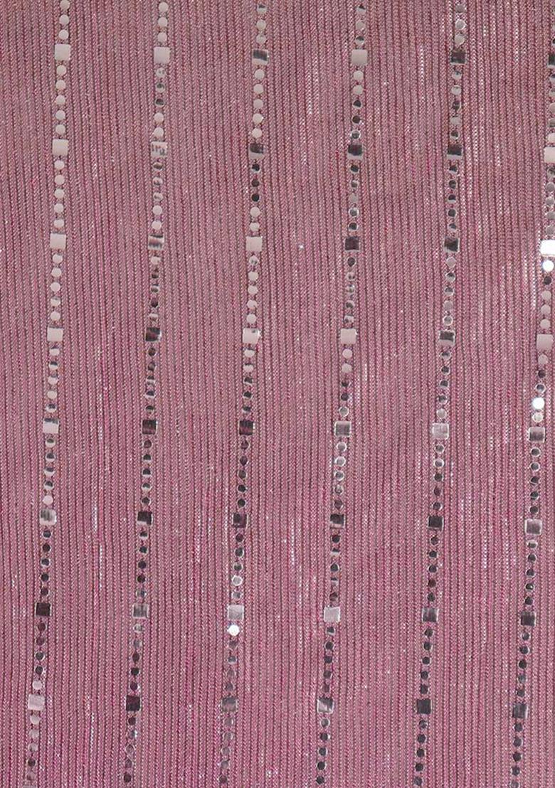 Pink Sequin Embellished Pre Draped Saree Set