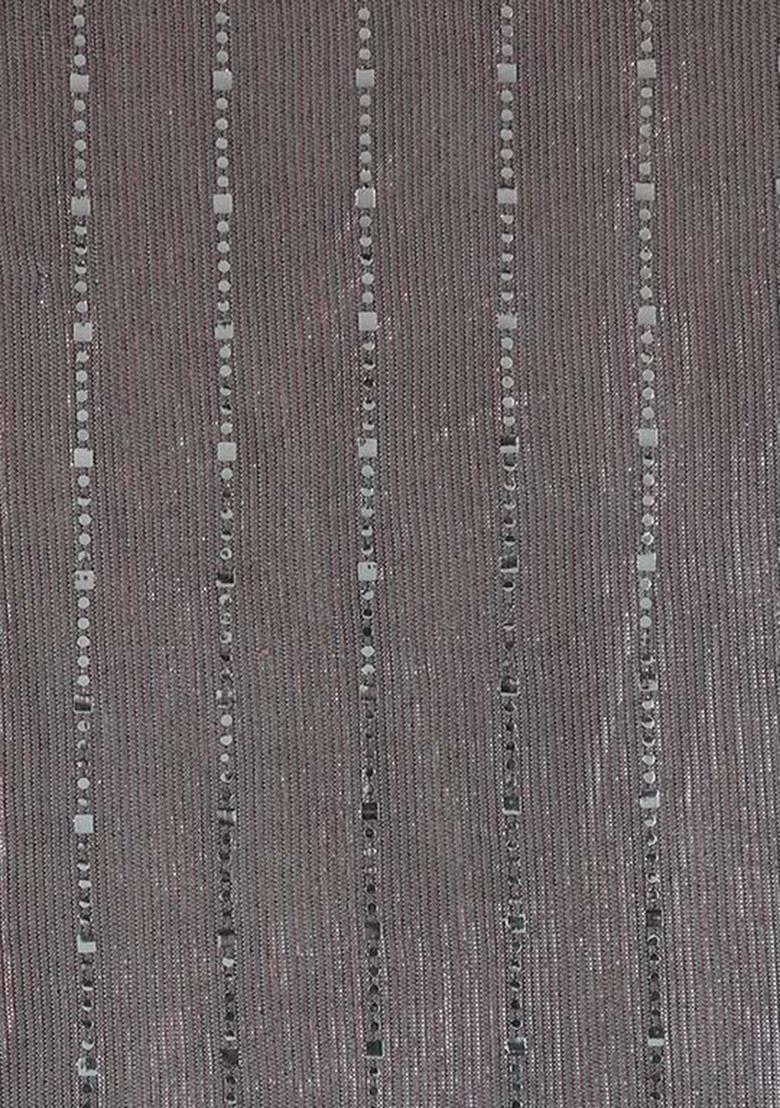 Grey Sequin Embellished Polyester Pre Draped Saree Set - Indya