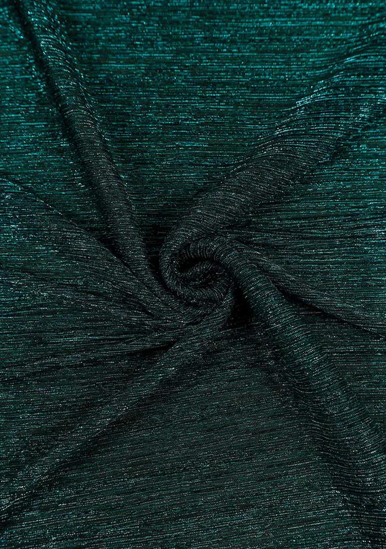 Green Glitter Pre Draped Saree Set