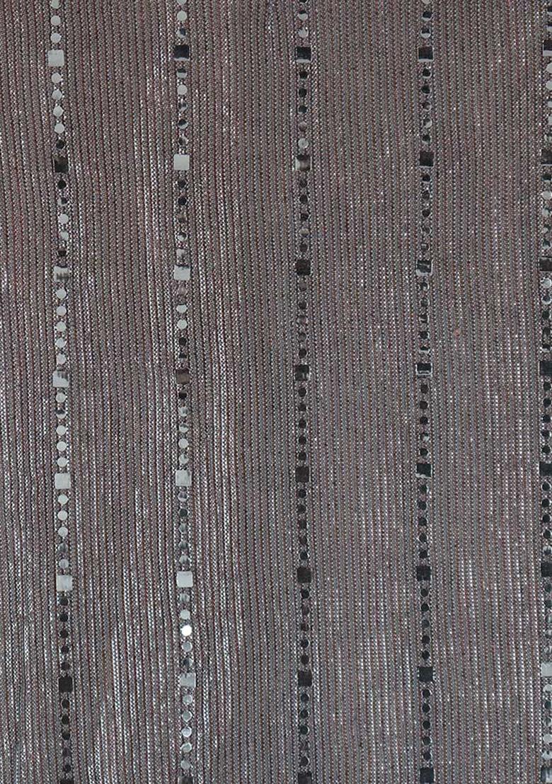 Grey Sequin Embellished Pre Draped Saree Set