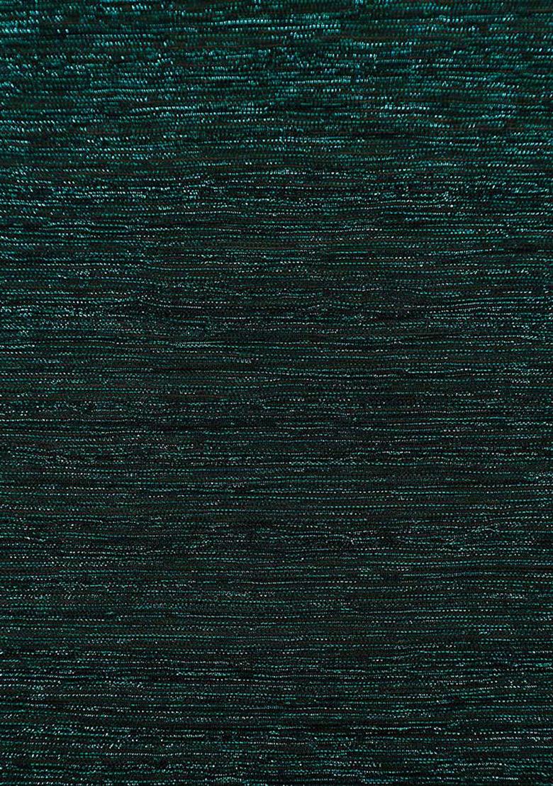 Green Glitter Polyester Pre Draped Saree Set - Indya