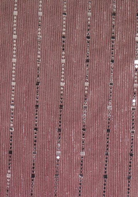 Pink Sequin Embellished Polyester Pre Draped Saree Set