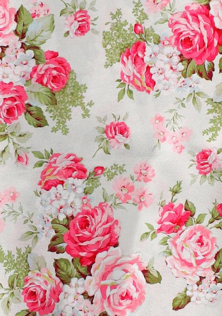 Pink Printed Satin Pre Draped Saree Set - Indya