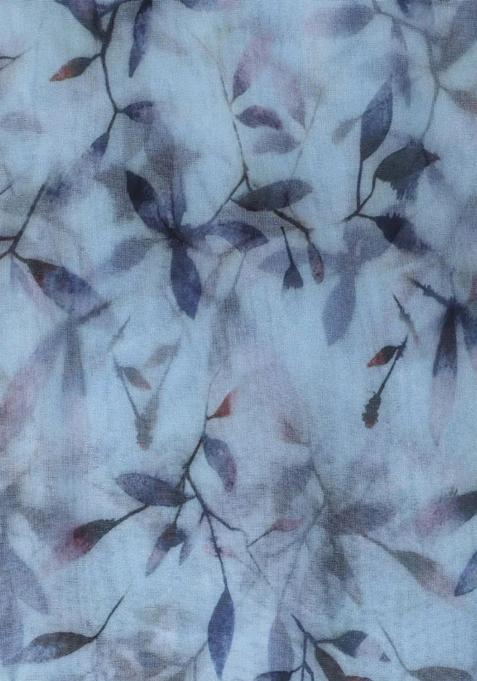 Blue Printed Organza Pre Draped Saree Set