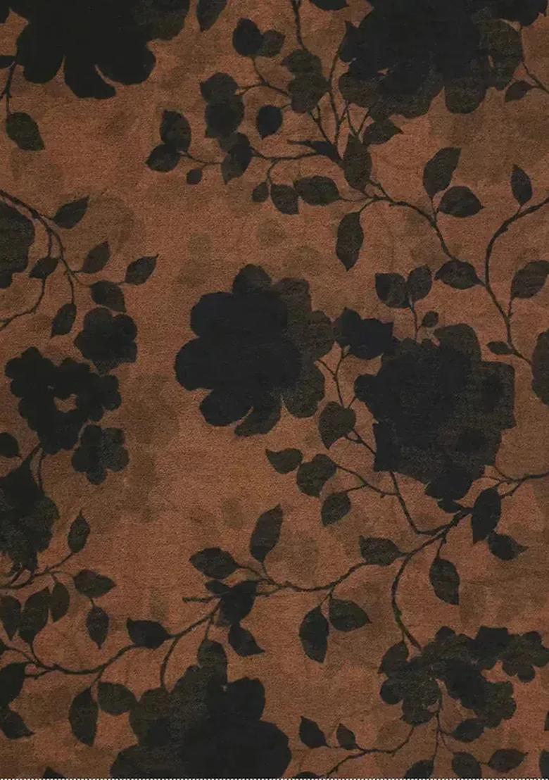 Brown Printed Pre Draped Saree Set