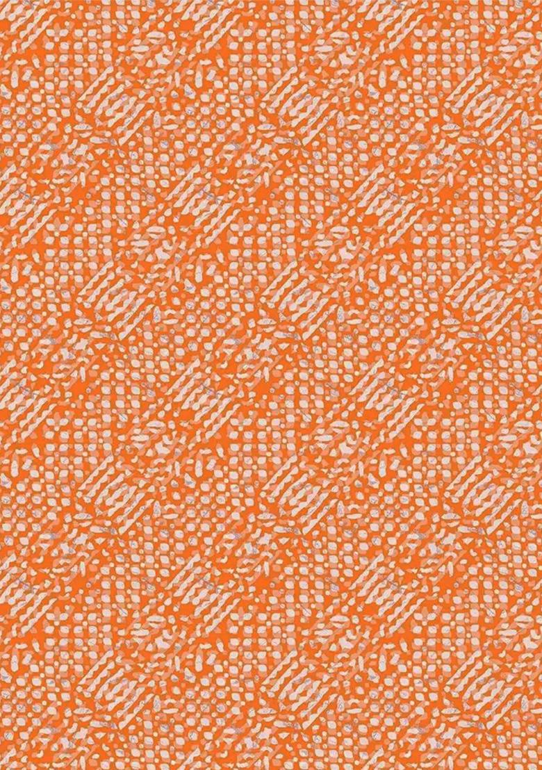 Orange Printed Chiffon Pre Draped Saree Set - Indya