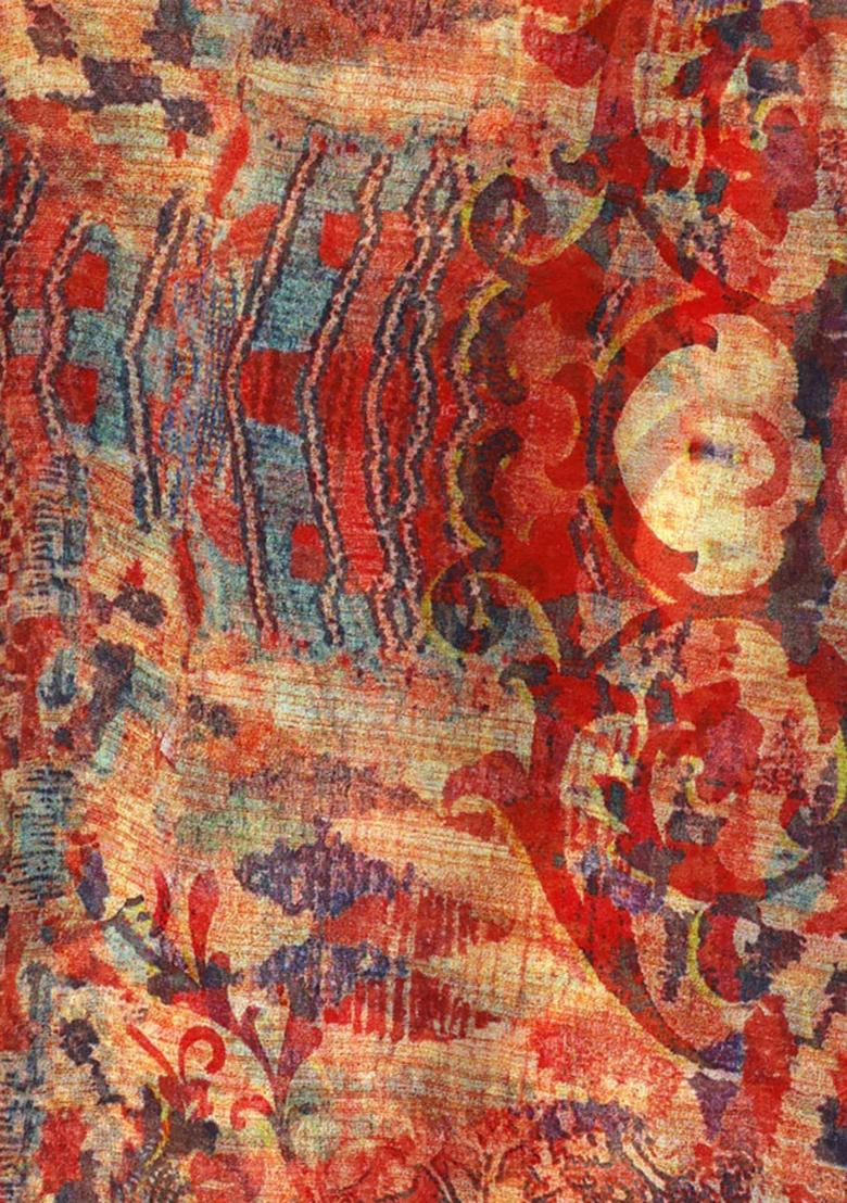 Multicolor Printed Chiffon Pre Draped Saree Set