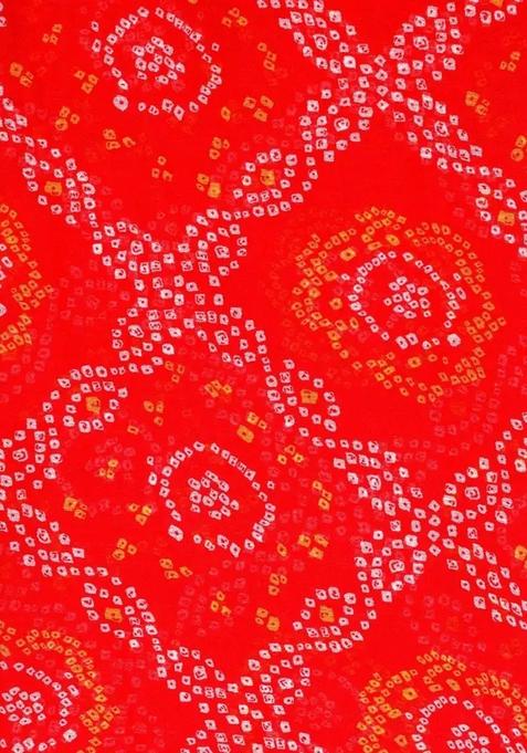 Tomato Red Printed Chiffon Pre Draped Saree Set