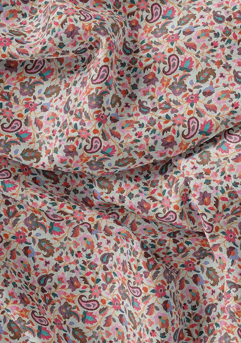 Multicolor Printed Georgette Pre Draped Saree Set