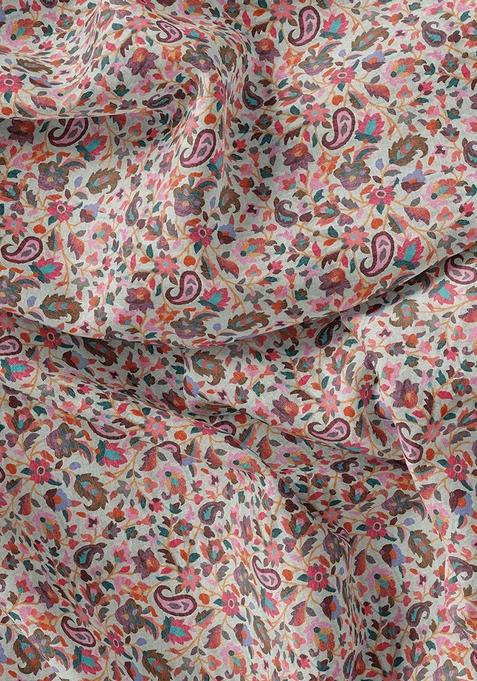 Multicolor Printed Georgette Pre Draped Saree Set