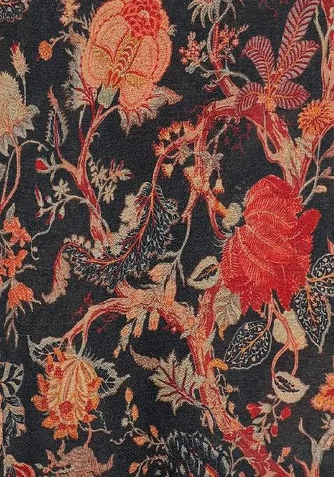 Black Printed Chinon Pre Draped Saree Set