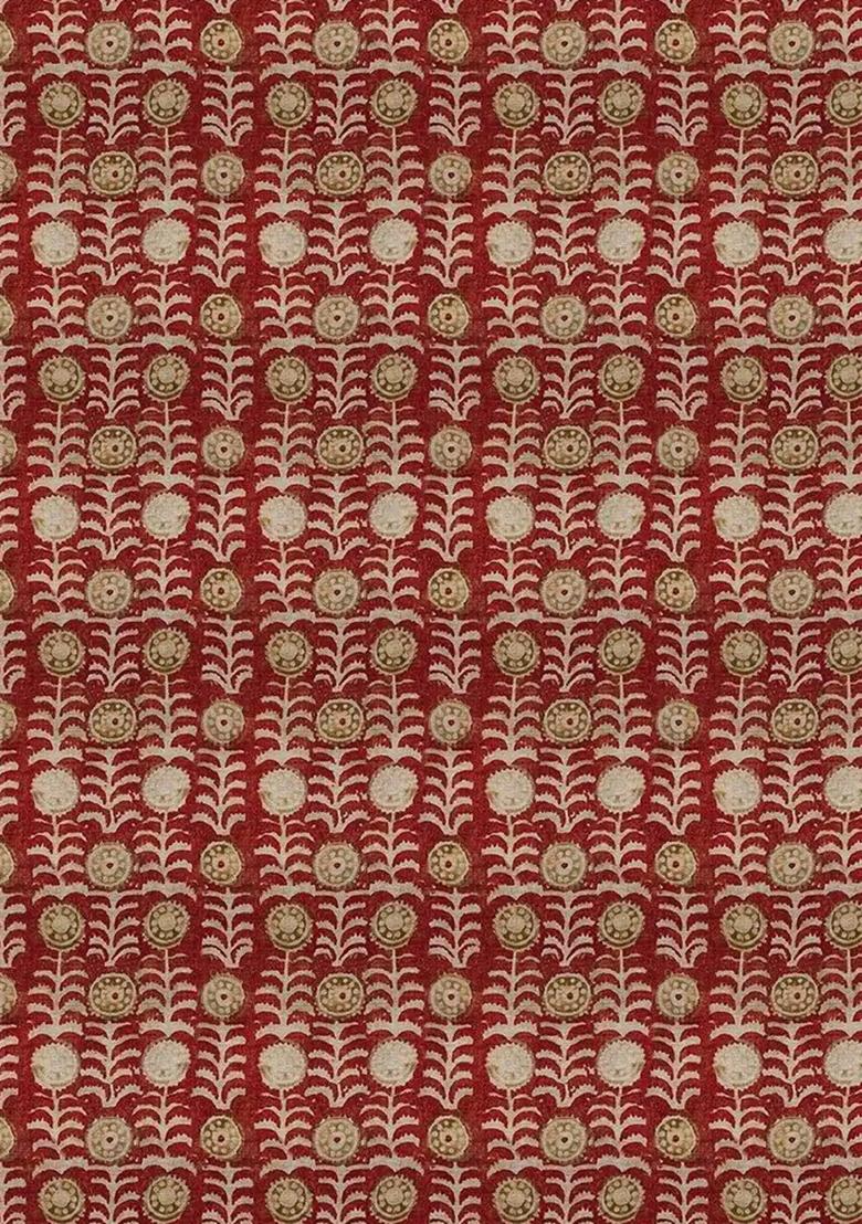 Deep Maroon Printed Chinon Pre Draped Saree Set - Indya