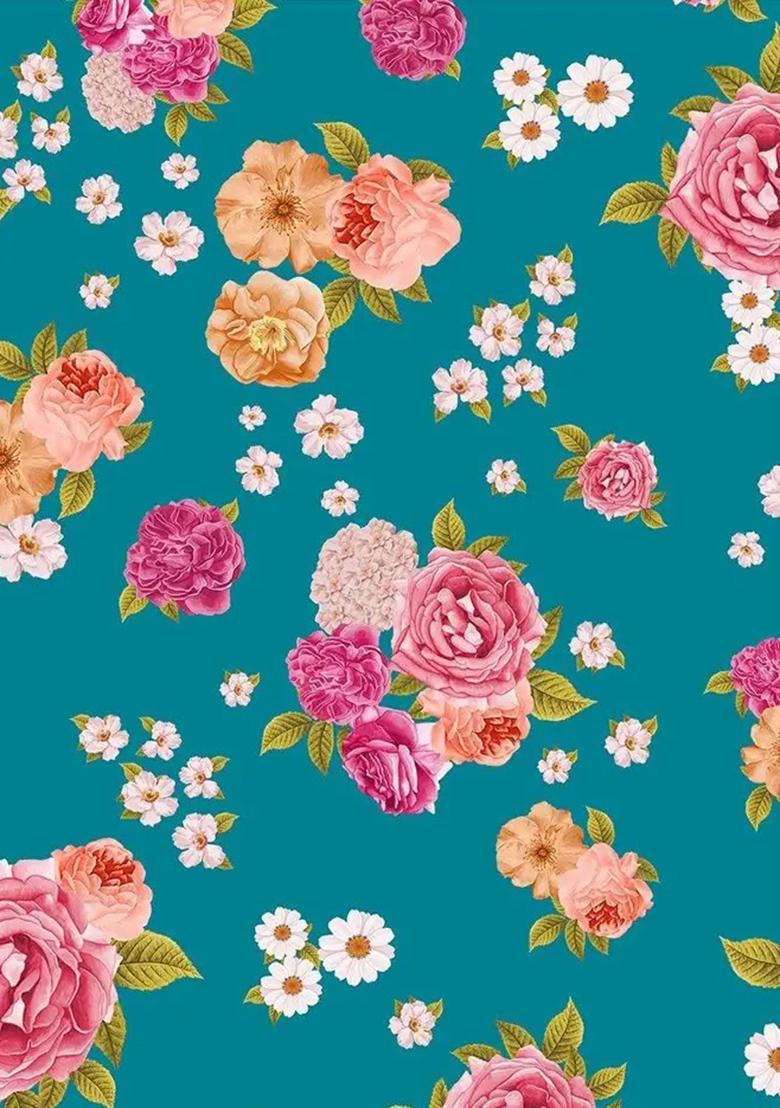 Teal Blue Printed Pre Draped Saree Set