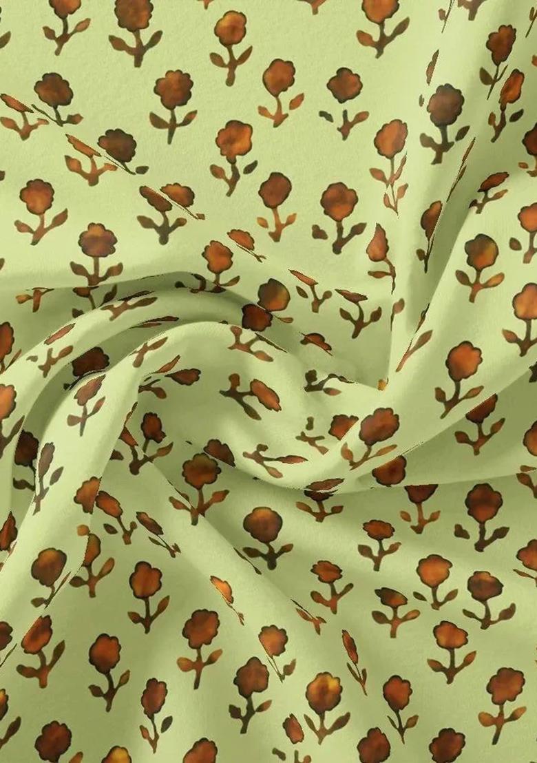 Yellow Printed Pre Draped Saree Set