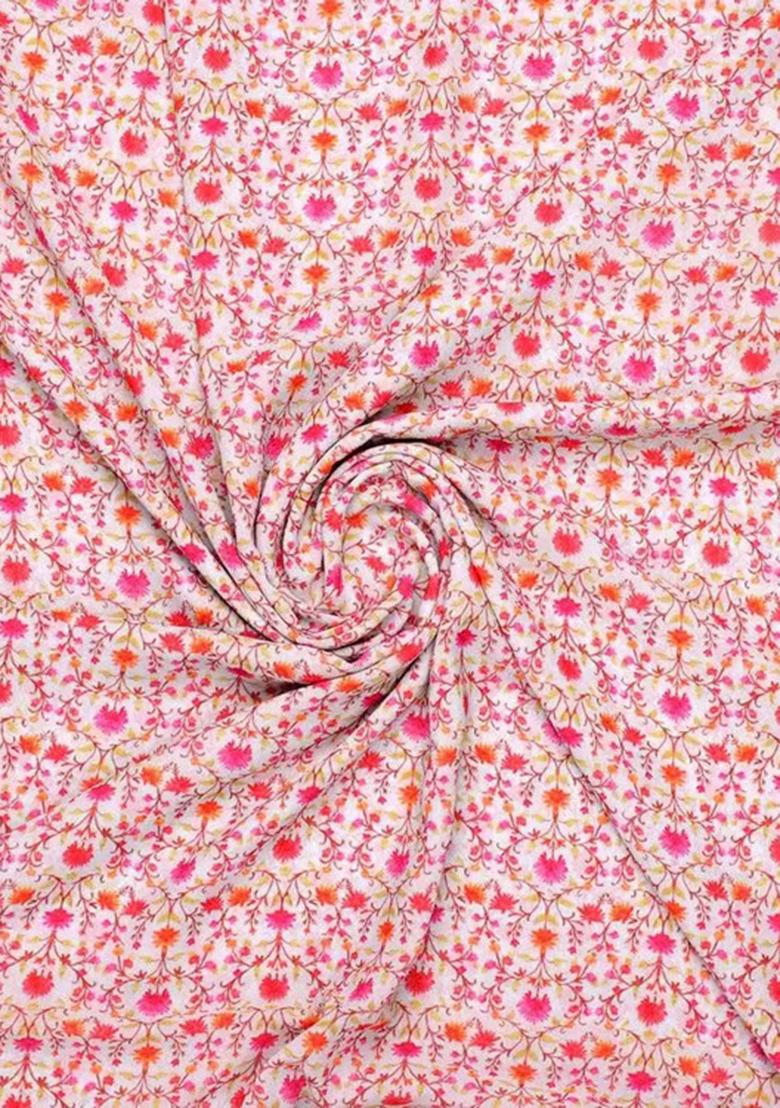 Pink Printed Pre Draped Saree Set