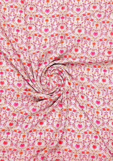 Pink Printed Pre Draped Saree Set