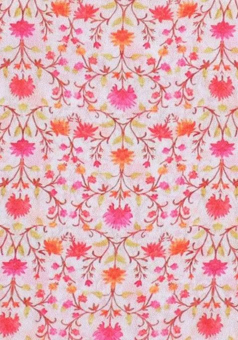 Pink Printed Pre Draped Saree Set