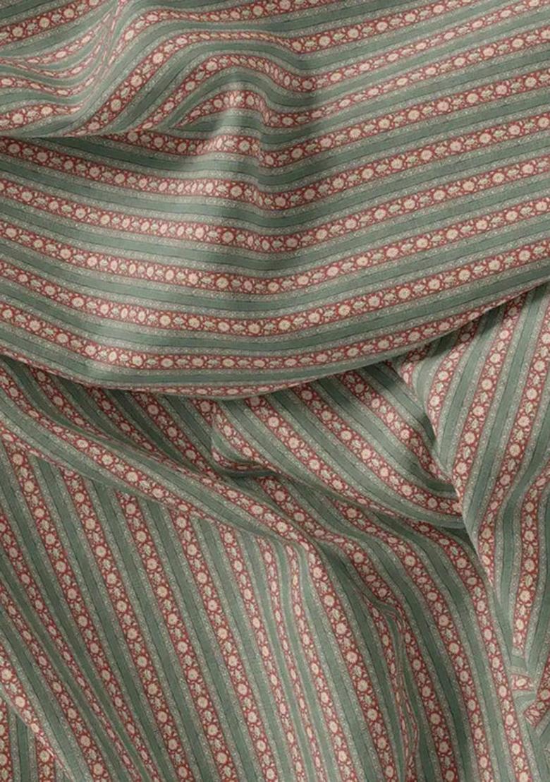 Grey Printed Pre Draped Saree Set