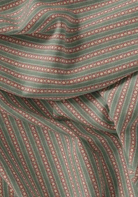 Grey Printed Pre Draped Saree Set