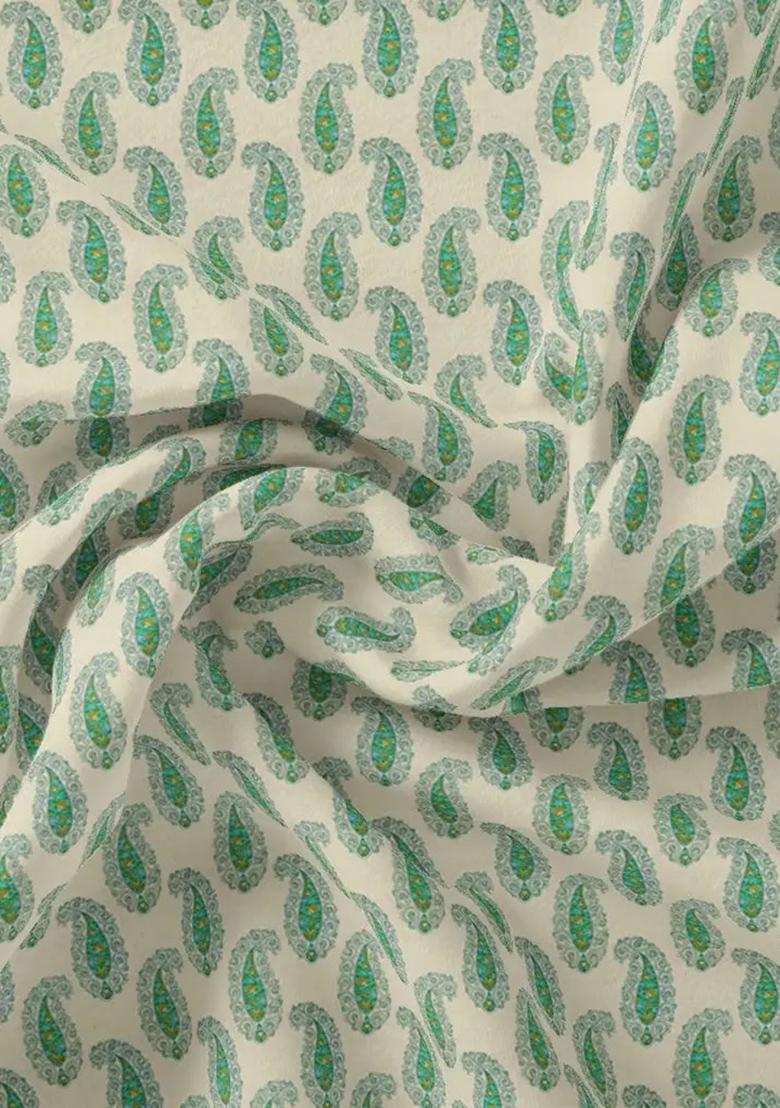 Beige Printed Pre Draped Saree Set