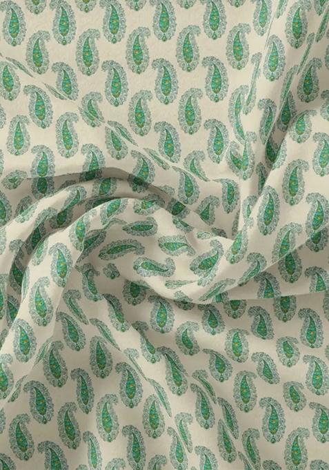 Beige Printed Pre Draped Saree Set