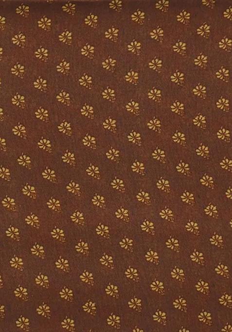 Deep Brown Printed Pre Draped Saree Set