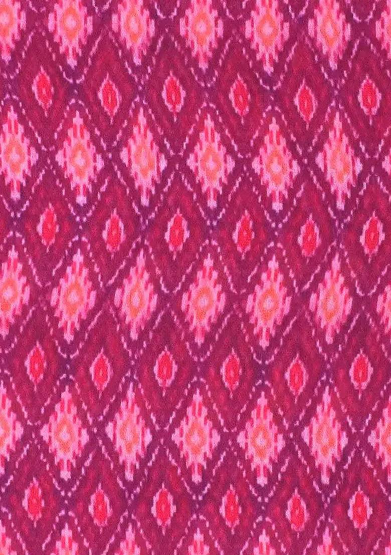 Magenta Pink Printed Pre Draped Saree Set