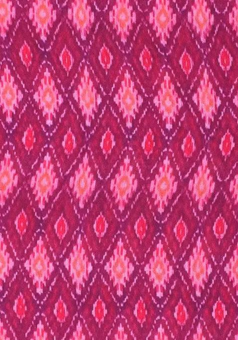 Magenta Pink Printed Pre Draped Saree Set