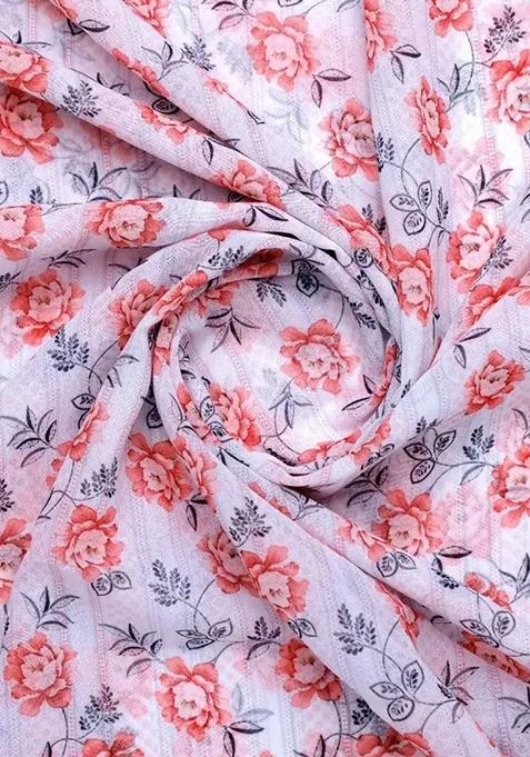 Lavender Printed Pre Draped Saree Set