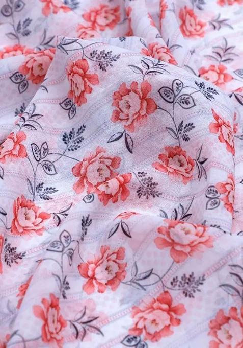 Lavender Printed Pre Draped Saree Set