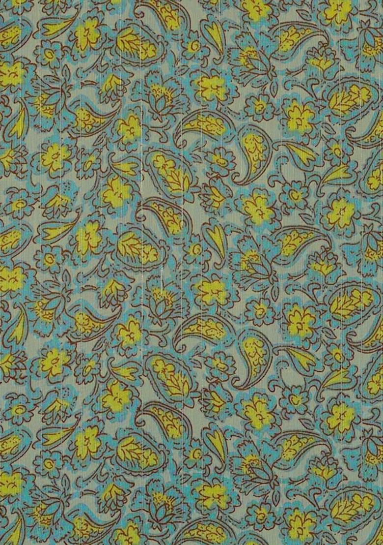 Multicolor Printed Chiffon Pre Draped Saree Set - Indya