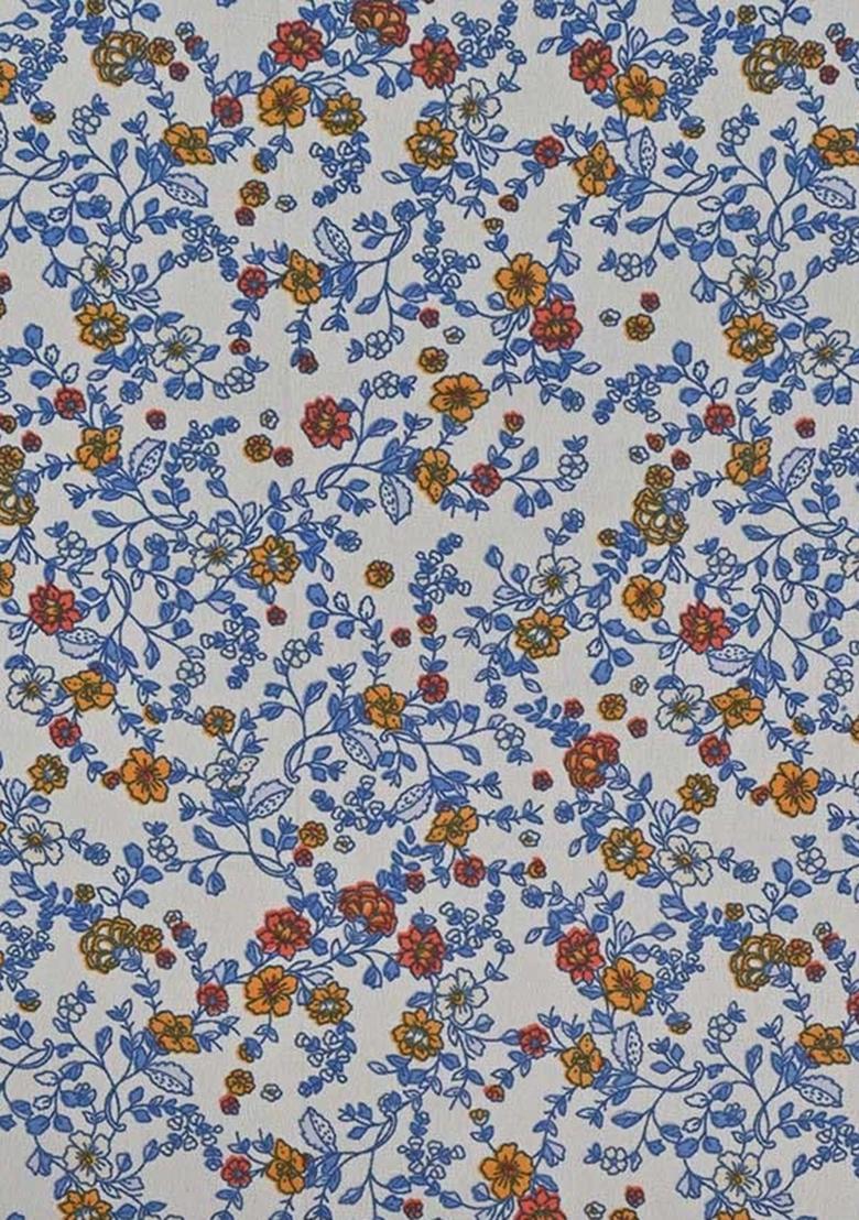 Multicolor Printed Georgette Pre Draped Saree Set - Indya