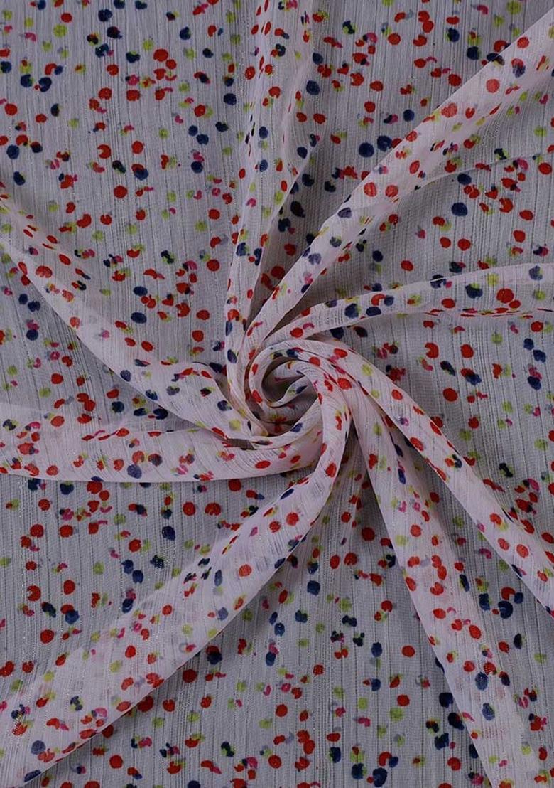 Multicolor Printed Chiffon Pre Draped Saree Set