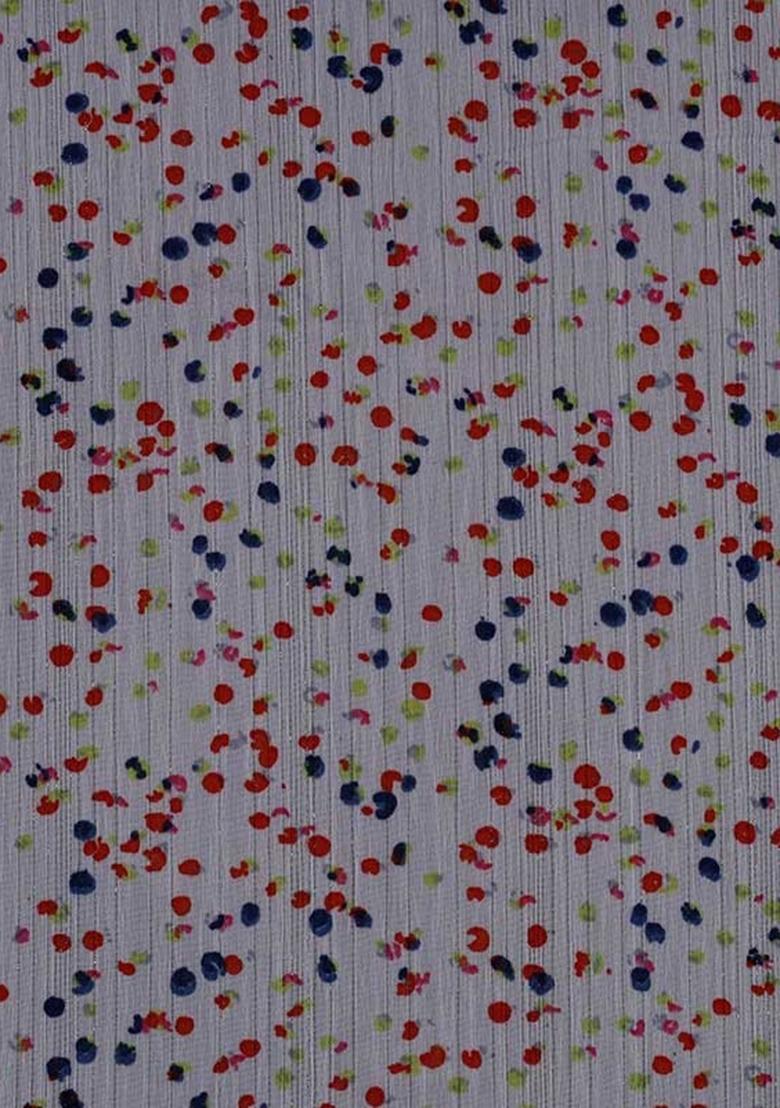 Multicolor Printed Chiffon Pre Draped Saree Set - Indya