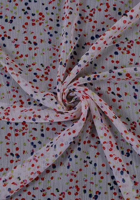 Multicolor Printed Chiffon Pre Draped Saree Set