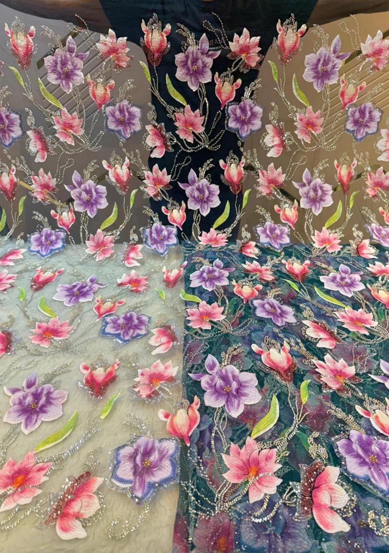 Pista Green Embroidered Blouse With Pre Draped Saree Set - Indya