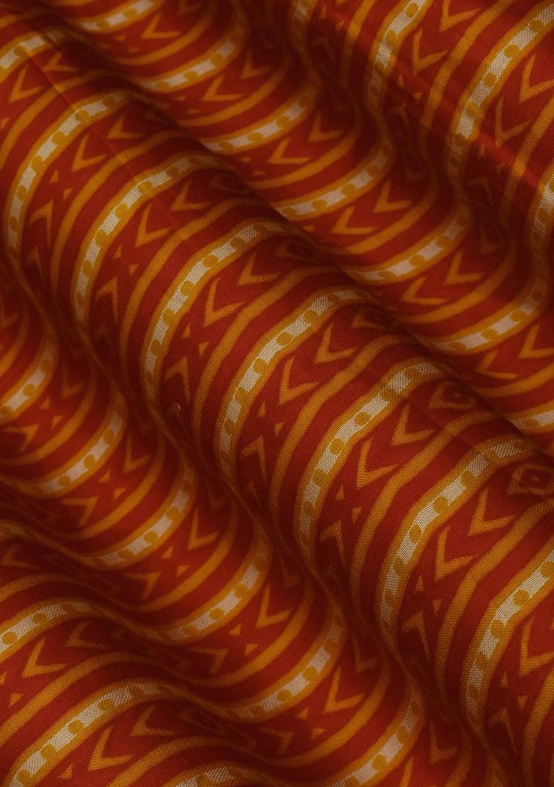 Multicolor Modal Satin Printed Pre Draped Saree Set - Indya