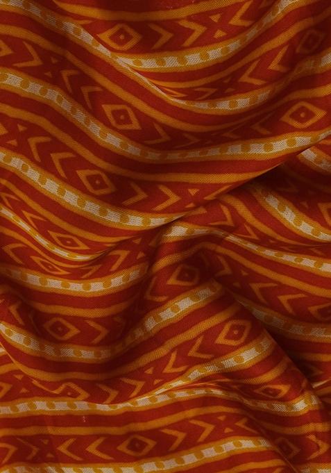 Multicolor Modal Satin Printed Pre Draped Saree Set