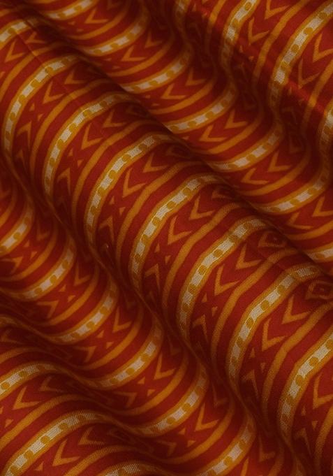 Multicolor Modal Satin Printed Pre Draped Saree Set