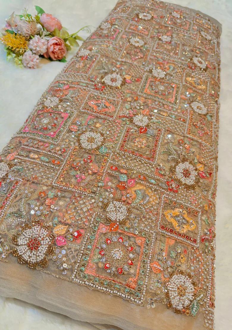 Mint Green Embellished Blouse With Pre Draped Saree Set