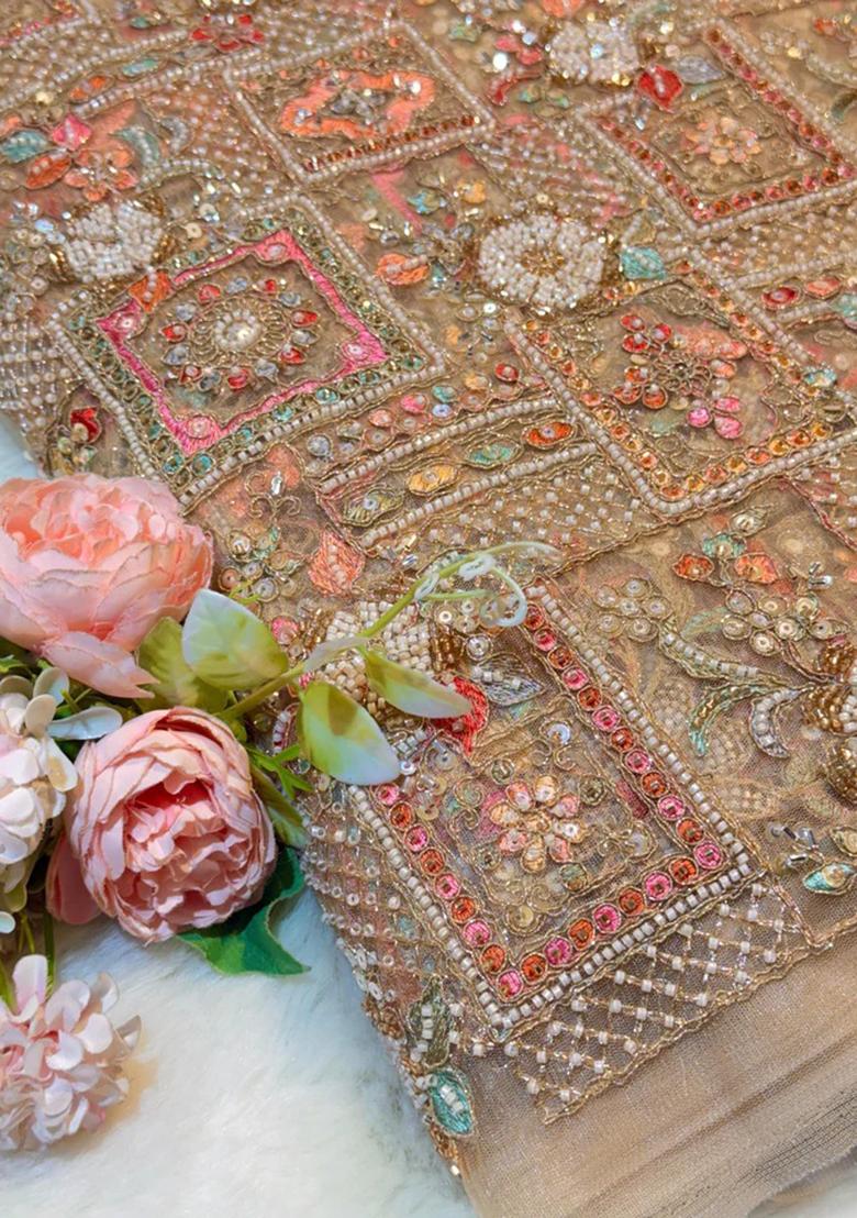 Mint Green Embellished Blouse With Pre Draped Saree Set