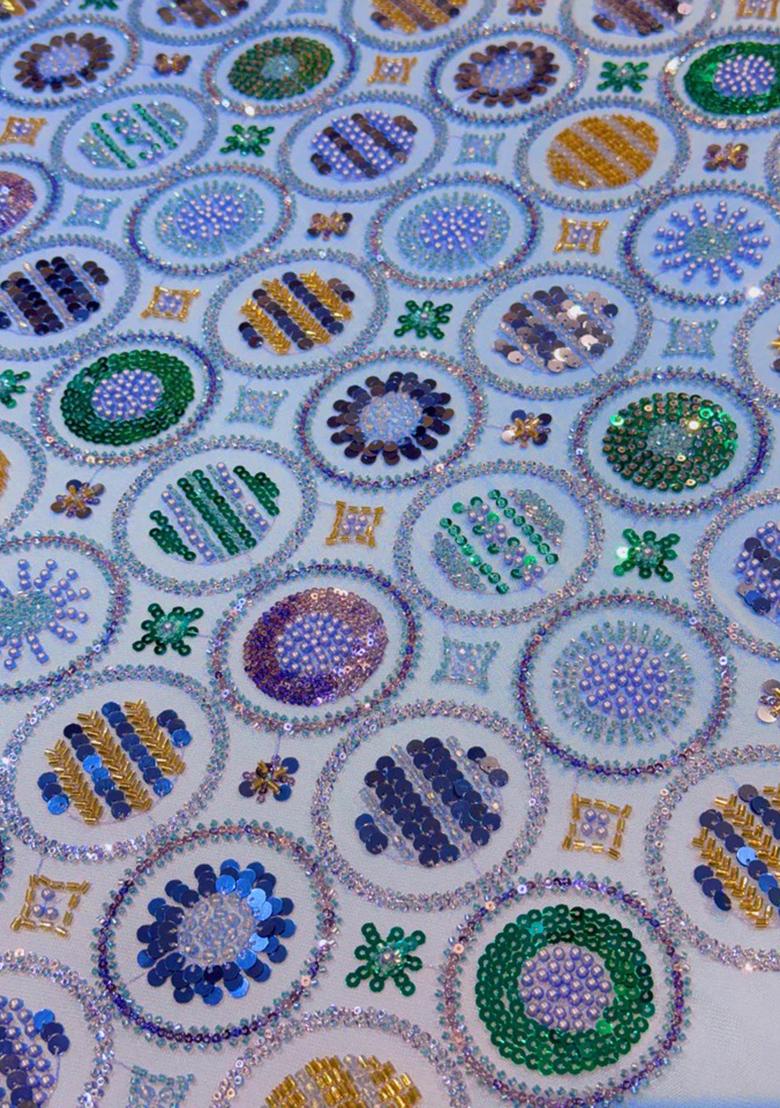 Light Green Embellished Blouse With Pre Draped Saree Set