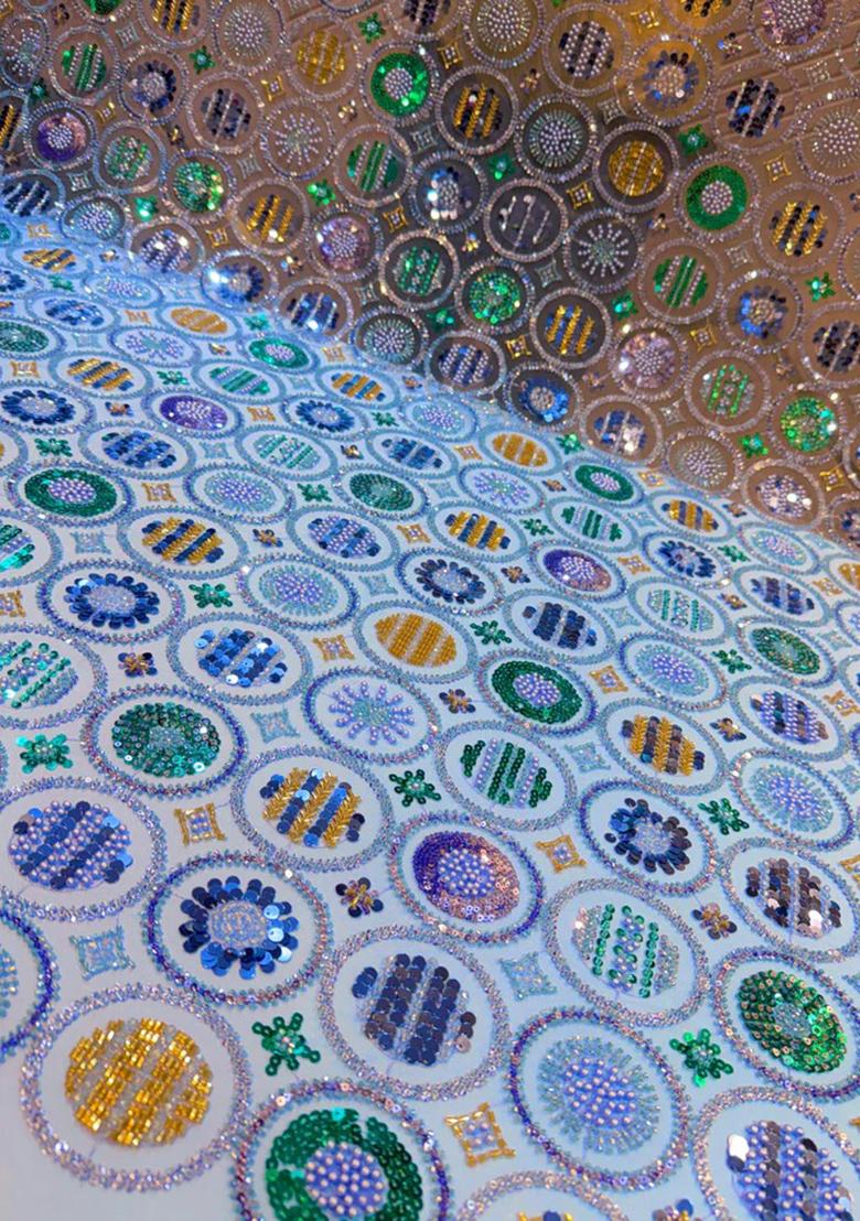 Light Green Embellished Blouse With Pre Draped Saree Set