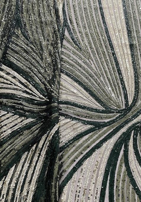 Henna Green Sequin Embellished Blouse Georgette Pre Draped Saree Set