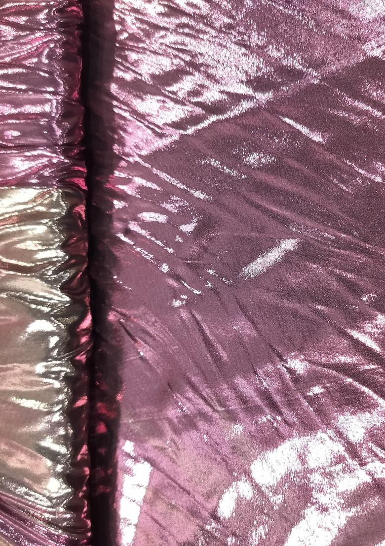Purple Foil Shimmer Pre Draped Saree Set - Indya